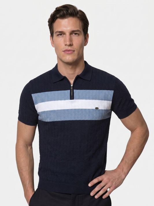 Classic Fit Quarter Zip Business Casual Short Sleeves Polo - Ellesmere