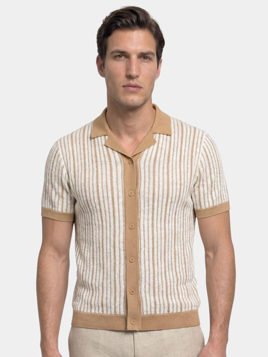Striped Knit Polo Shirt - Ellesmere