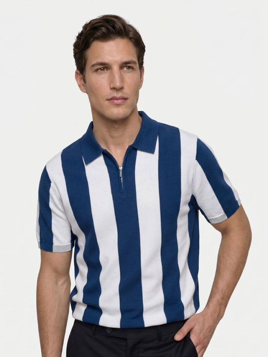Navy Stripe Polo - Verocci Essentials