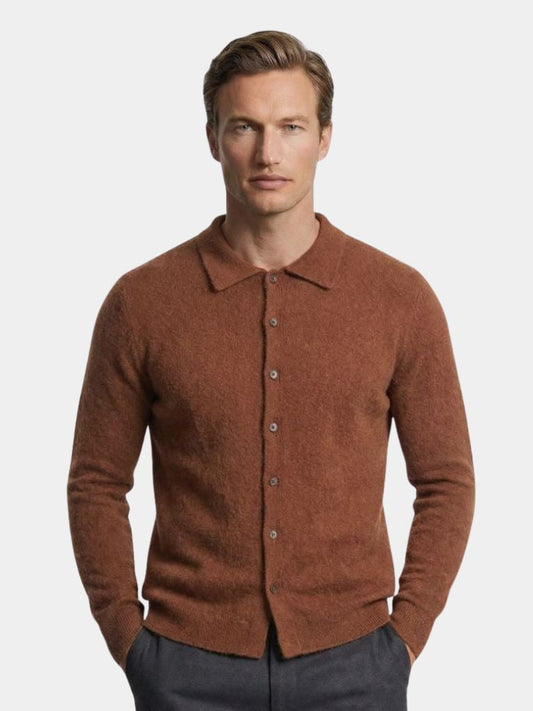 100% Cashmere Polo Cardigan - Verocci Essentials