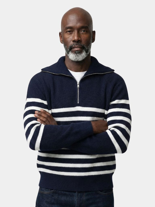 Casual Striped Zip Up Sweater - Verocci Essentials