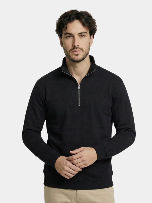 Zip Black Lapel Sports Sweatshirt - Verocci Essentials