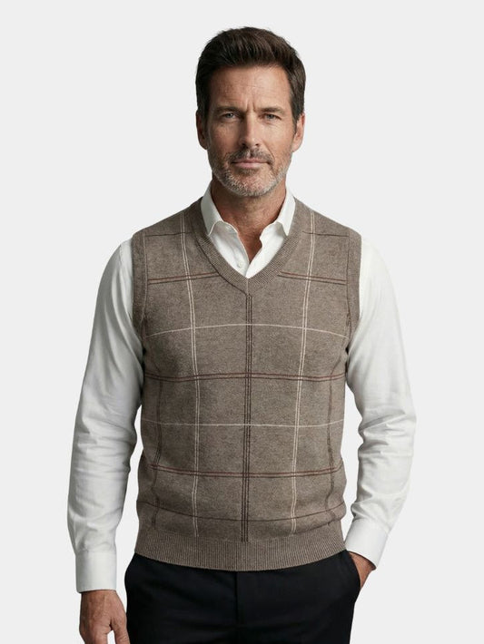 Academic Checkered Knit Vest - Verocci Essentials
