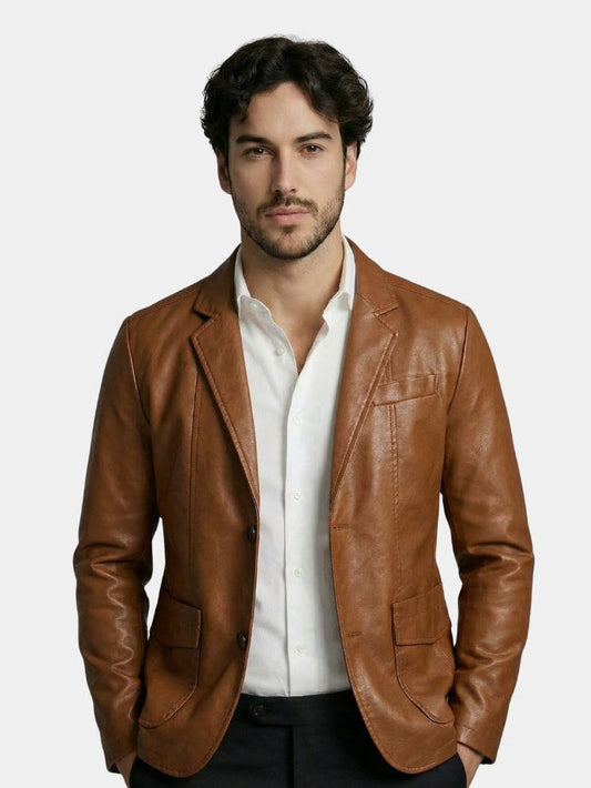 Bold Caramel Leather Jacket - Verocci Essentials