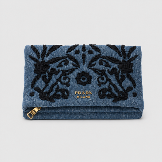 Denim Impunto Clutch Bag