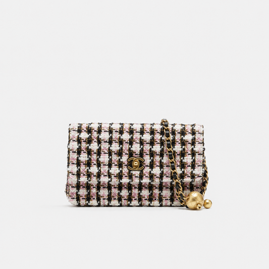 CC Tweed Pearl Crush Wallet on Chain