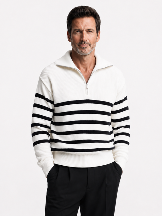 Striped Zip Up Sweater