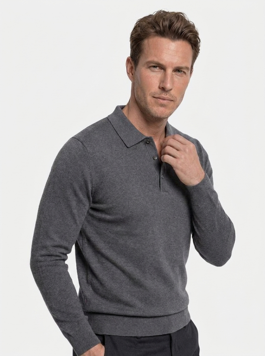 Wool Knit Button Up Polo Pullover - Verocci Essentials